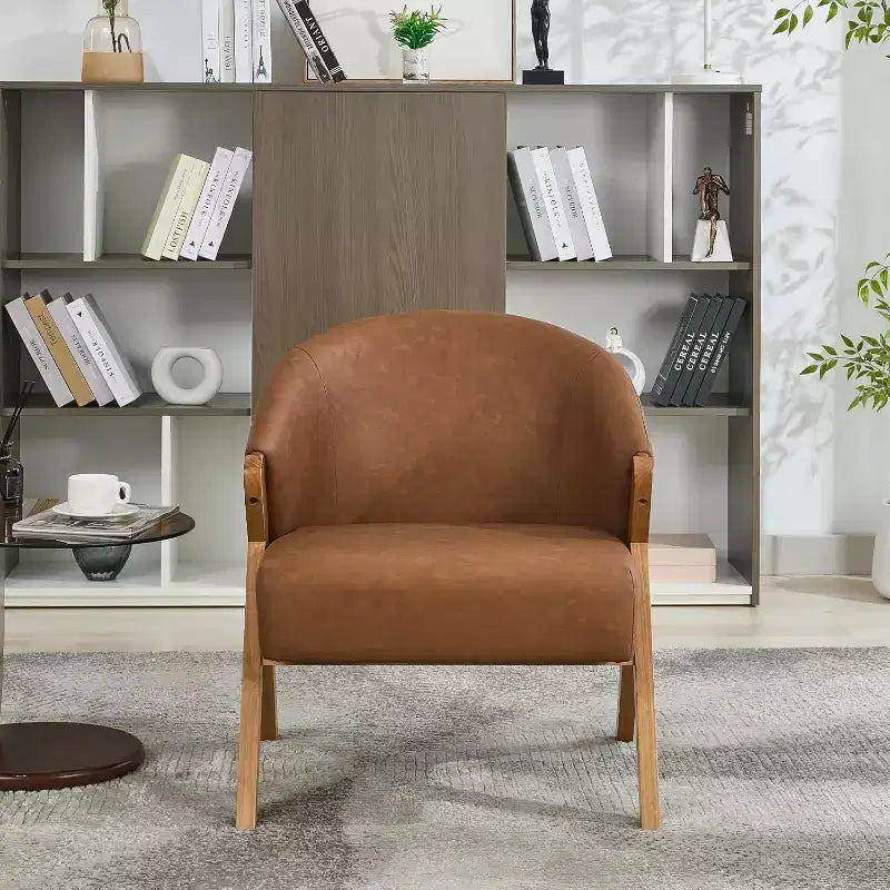 Fauteuil d'appoint moderne du milieu du siècle avec revêtement en tissu bouclette, fauteuil de salon bas pour le salon, la chambre à coucher, chaise de lecture confortable avec cadre en bois