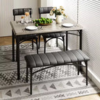 Ensemble de salle à manger 4 pièces avec table, banc et 2 chaises, dinette moderne peu encombrante