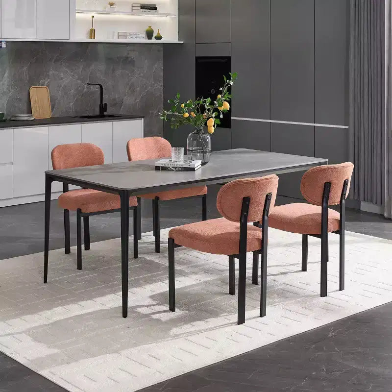PexFix Lot de 2 chaises de salle à manger modernes Rembourrées Boucle Pieds en métal noir Orange Style Mid-Century pour cuisine ou d'appoint