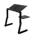 360-Degree Rotation Multifunctional Portable Folding Table with Fan & Mouse Black