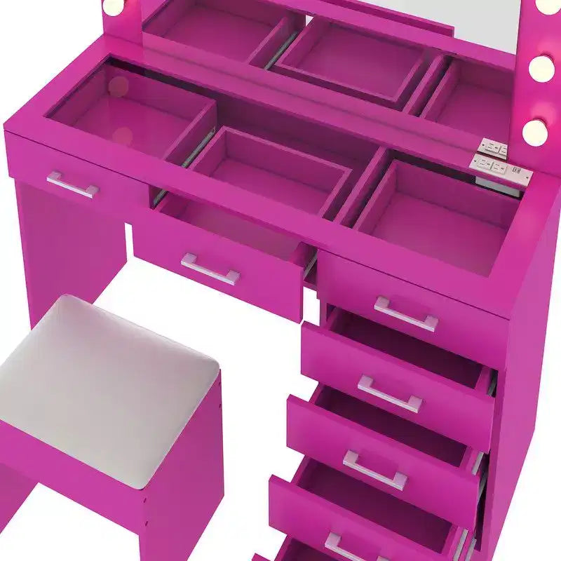 Ensemble coiffeuse rose