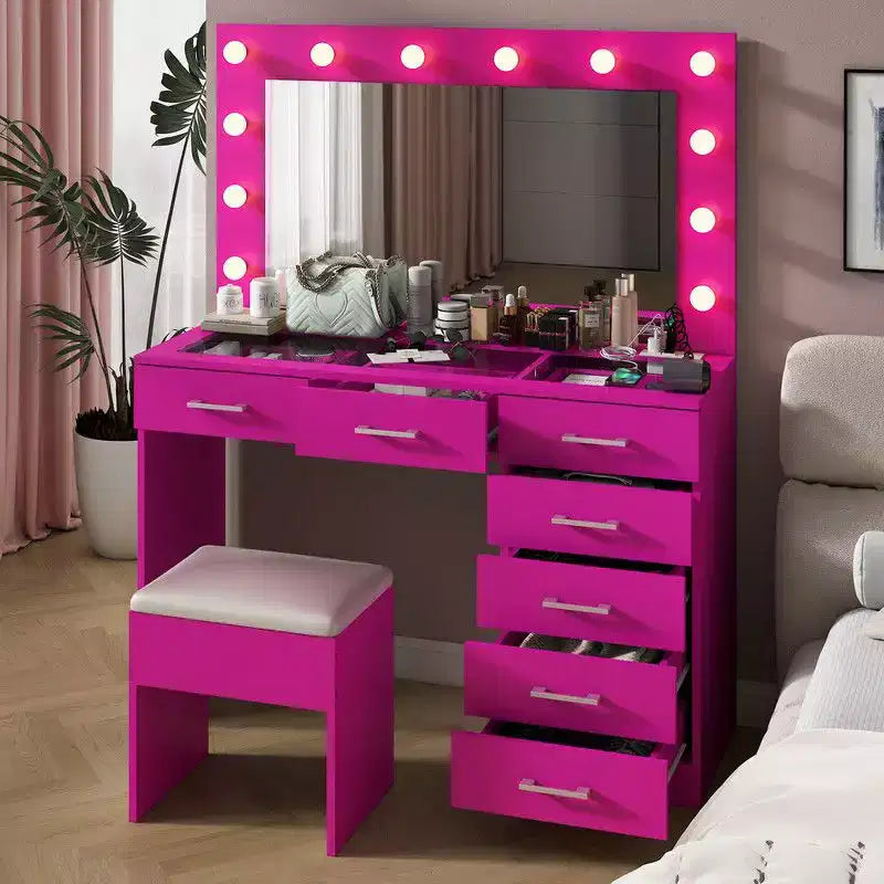 Ensemble coiffeuse rose
