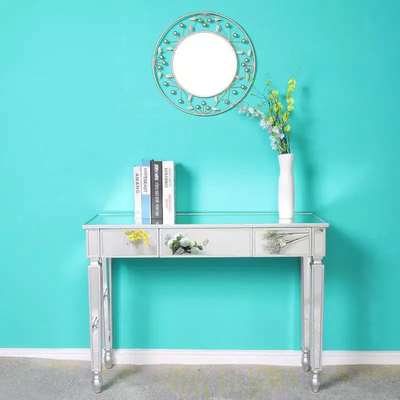 Coiffeuse avec miroir et trois tiroirs