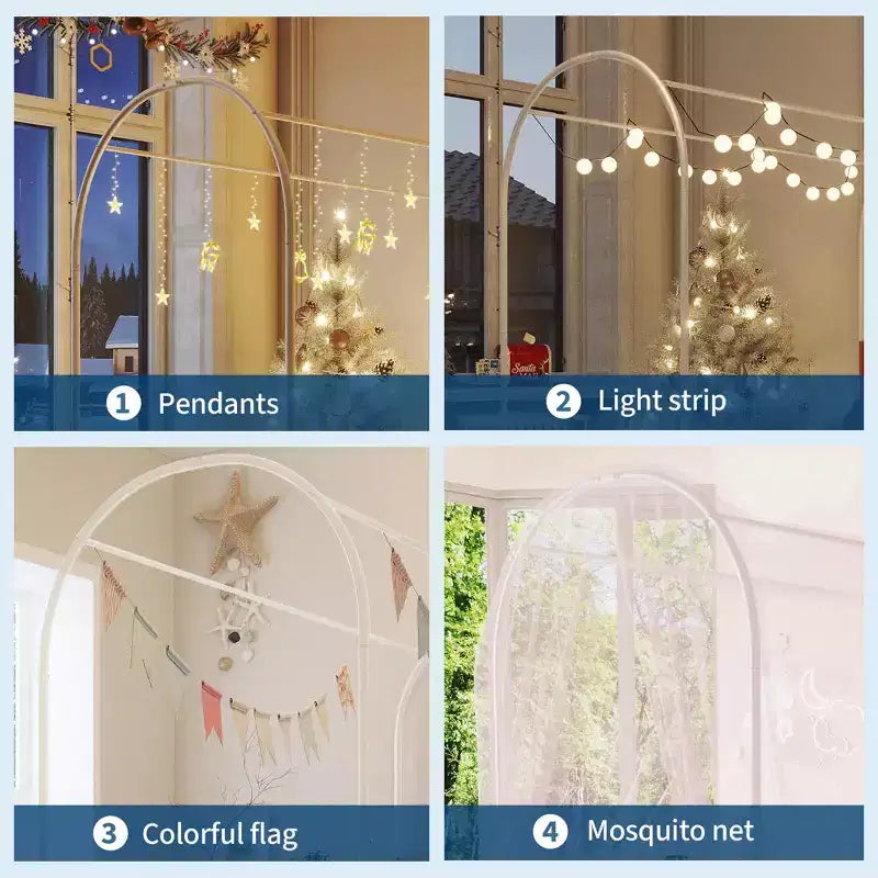 Cadre de lit à baldaquin avec tête de lit capitonnée, lit plateforme décoratif à arche supérieure, espace de rangement sous le lit, aucun sommier tapissier requis
