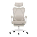 MAYEERTY Chaise de Bureau Ergonomique en Maille - Avec Appui-tête, Support Lombaire et Repose-pieds pour Bureau à Domicile et Étude (Kaki)