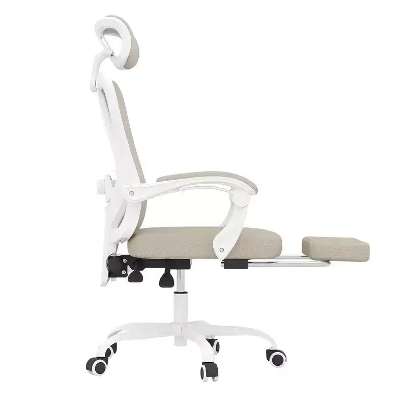 MAYEERTY Chaise de Bureau Ergonomique en Maille - Avec Appui-tête, Support Lombaire et Repose-pieds pour Bureau à Domicile et Étude (Kaki)