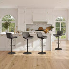 Lot de 4 tabourets de bar Art Leon en similicuir, pivotants et réglables en hauteur