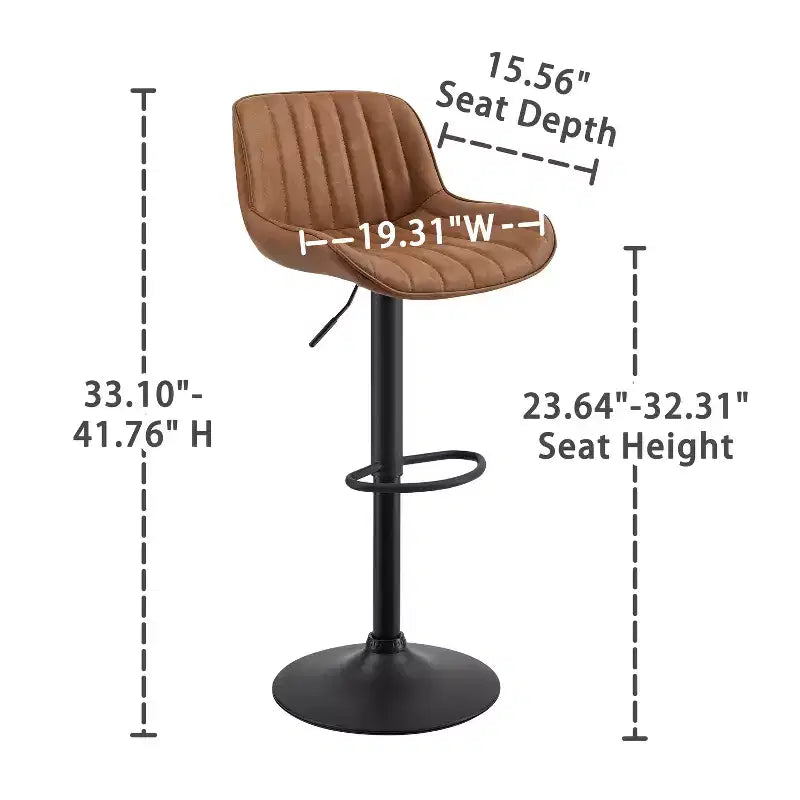 Lot de 4 tabourets de bar Art Leon en similicuir, pivotants et réglables en hauteur