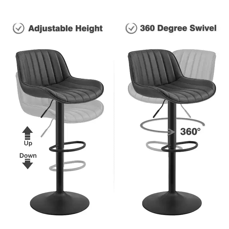 Lot de 4 tabourets de bar Art Leon en similicuir, pivotants et réglables en hauteur