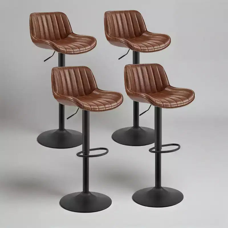 Lot de 4 tabourets de bar Art Leon en similicuir, pivotants et réglables en hauteur
