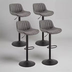 Lot de 4 tabourets de bar Art Leon en similicuir, pivotants et réglables en hauteur