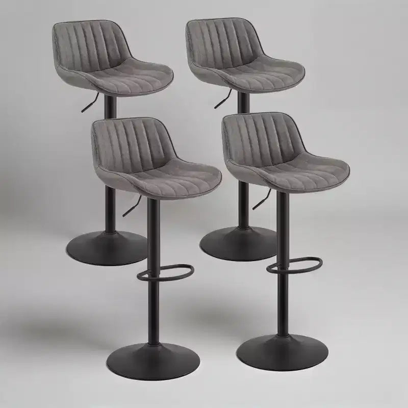 Lot de 4 tabourets de bar Art Leon en similicuir, pivotants et réglables en hauteur