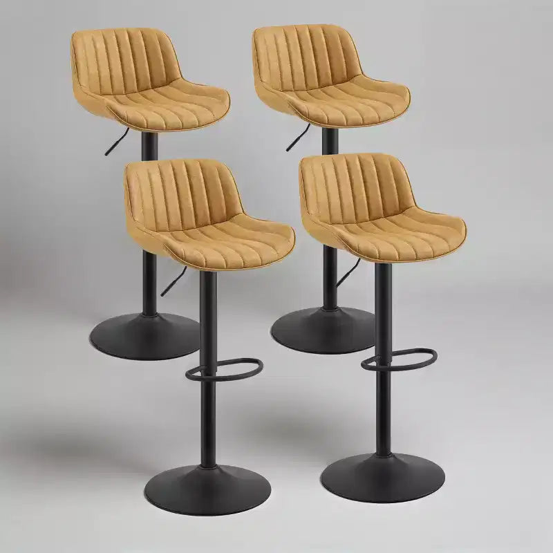 Lot de 4 tabourets de bar Art Leon en similicuir, pivotants et réglables en hauteur