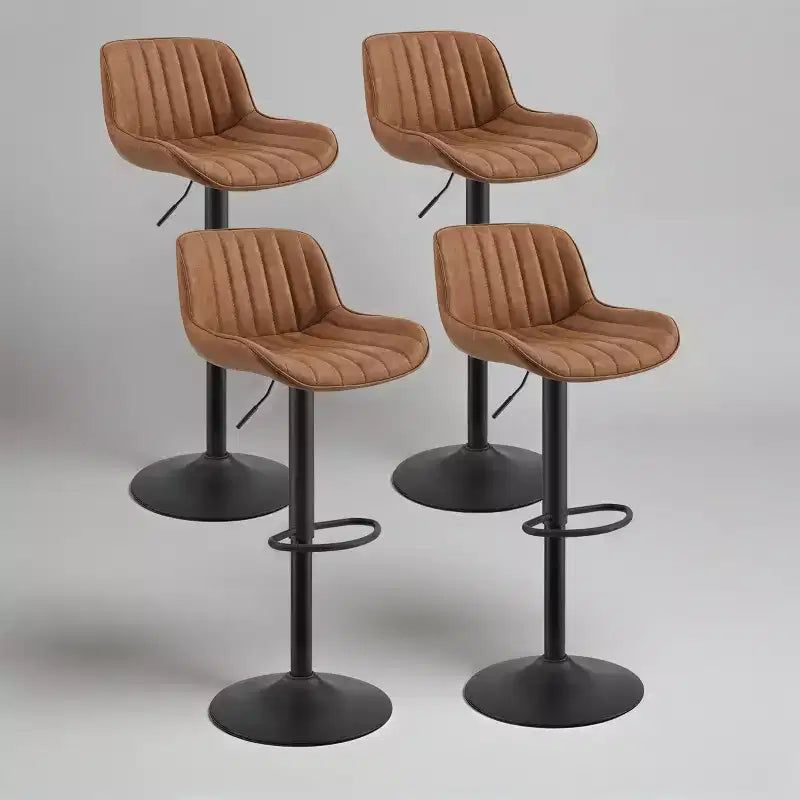 Lot de 4 tabourets de bar Art Leon en similicuir, pivotants et réglables en hauteur