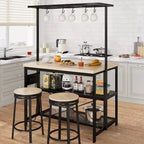 Grand îlot de cuisine Étagère de boulanger pour micro-ondes avec 3 niveaux de rangement, table de bar à café en métal, rangement de cuisine pour salle à manger et salon