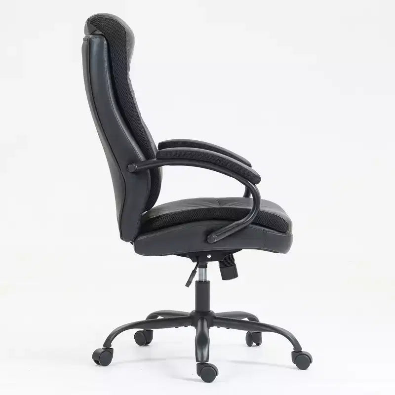 Chaise de bureau pivotante ergonomique moderne Okak avec dossier haut et accoudoirs, réglable pour bureau, étude et coiffeuse
