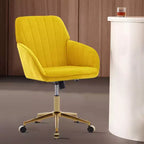 Chaise de bureau ergonomique moderne et réglable Okak avec roulettes, chaise de travail pivotante en velours pour le bureau, l'étude, le studio