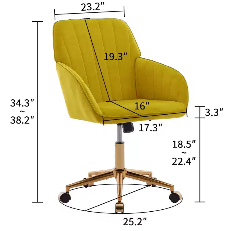 Chaise de bureau ergonomique moderne et réglable Okak avec roulettes, chaise de travail pivotante en velours pour le bureau, l'étude, le studio