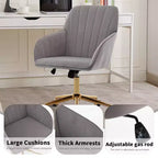 Chaise de bureau ergonomique moderne et réglable Okak avec roulettes, chaise de travail pivotante en velours pour le bureau, l'étude, le studio