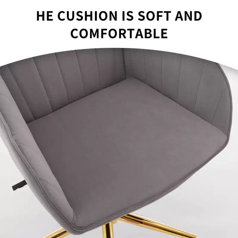 Chaise de bureau ergonomique moderne et réglable Okak avec roulettes, chaise de travail pivotante en velours pour le bureau, l'étude, le studio