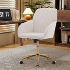 Chaise de bureau ergonomique moderne et réglable Okak avec roulettes, chaise de travail pivotante en velours pour le bureau, l'étude, le studio