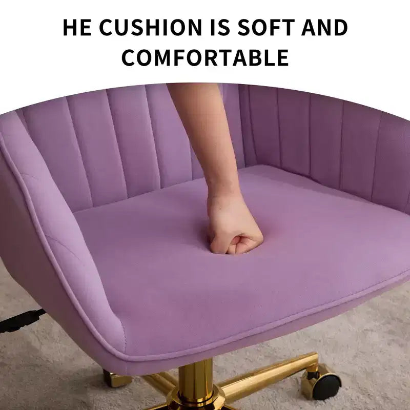 Chaise de bureau ergonomique moderne et réglable Okak avec roulettes, chaise de travail pivotante en velours pour le bureau, l'étude, le studio