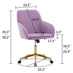 Chaise de bureau ergonomique moderne et réglable Okak avec roulettes, chaise de travail pivotante en velours pour le bureau, l'étude, le studio
