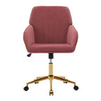 Chaise de bureau ergonomique moderne et réglable Okak avec roulettes, chaise de travail pivotante en velours pour le bureau, l'étude, le studio