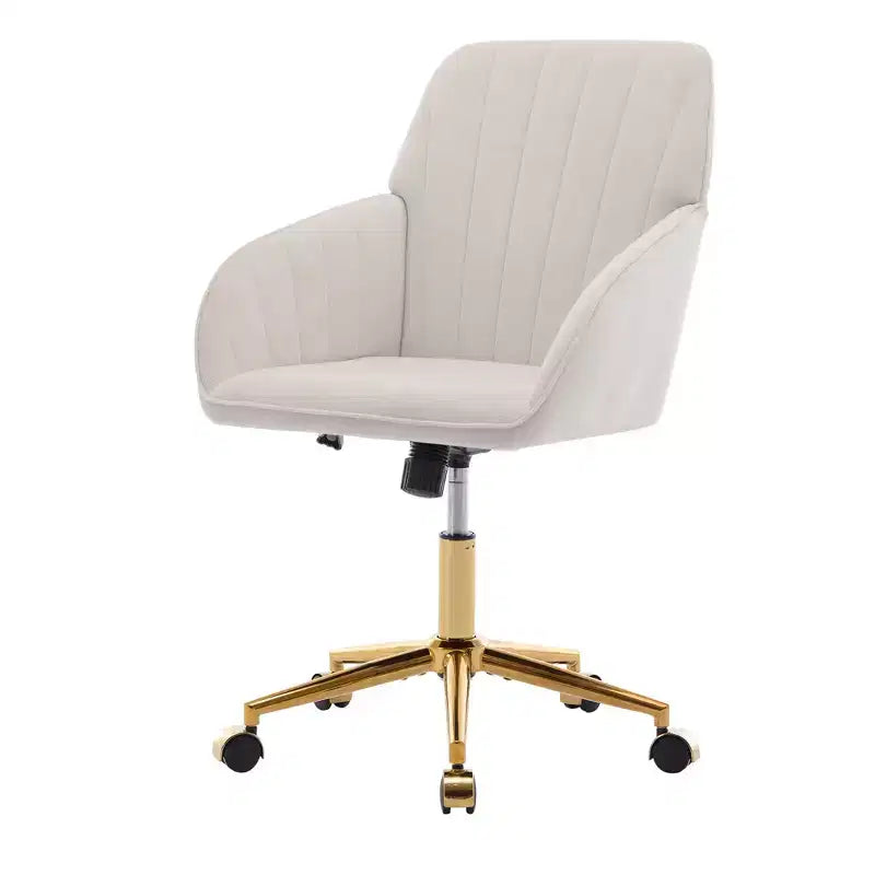 Chaise de bureau ergonomique moderne et réglable Okak avec roulettes, chaise de travail pivotante en velours pour le bureau, l'étude, le studio