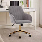 Chaise de bureau ergonomique moderne et réglable Okak avec roulettes, chaise de travail pivotante en velours pour le bureau, l'étude, le studio