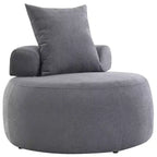 Fauteuil d'appoint rond surdimensionné GustoWave, canapé moderne rembourré avec oreillers, fauteuil de loisirs confortable pour salon, tissu chenille, gris clair