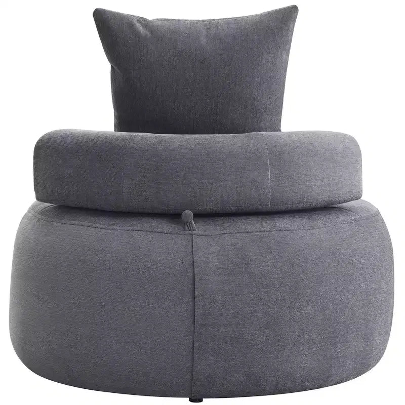 Fauteuil d'appoint rond surdimensionné GustoWave, canapé moderne rembourré avec oreillers, fauteuil de loisirs confortable pour salon, tissu chenille, gris clair