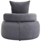 Fauteuil d'appoint rond surdimensionné GustoWave, canapé moderne rembourré avec oreillers, fauteuil de loisirs confortable pour salon, tissu chenille, gris clair