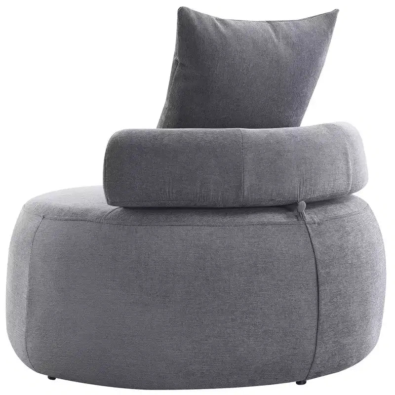 Fauteuil d'appoint rond surdimensionné GustoWave, canapé moderne rembourré avec oreillers, fauteuil de loisirs confortable pour salon, tissu chenille, gris clair