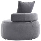 Fauteuil d'appoint rond surdimensionné GustoWave, canapé moderne rembourré avec oreillers, fauteuil de loisirs confortable pour salon, tissu chenille, gris clair