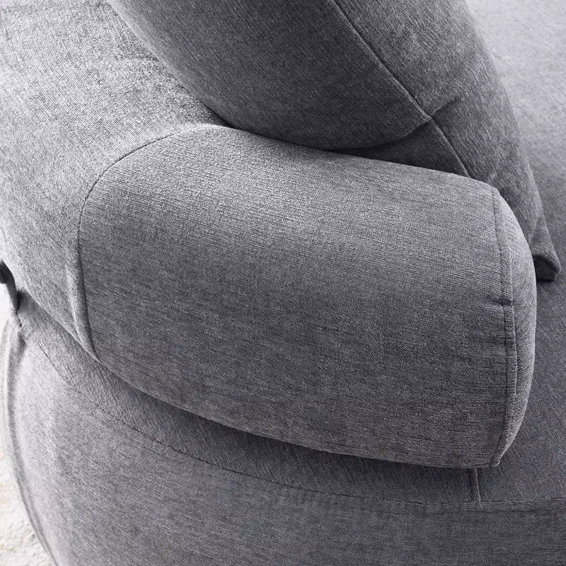 Fauteuil d'appoint rond surdimensionné GustoWave, canapé moderne rembourré avec oreillers, fauteuil de loisirs confortable pour salon, tissu chenille, gris clair