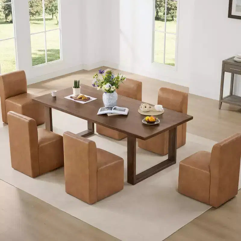 Chaises de salle à manger roulantes rembourrées Spruce&Spring avec roulettes, lot de 2
