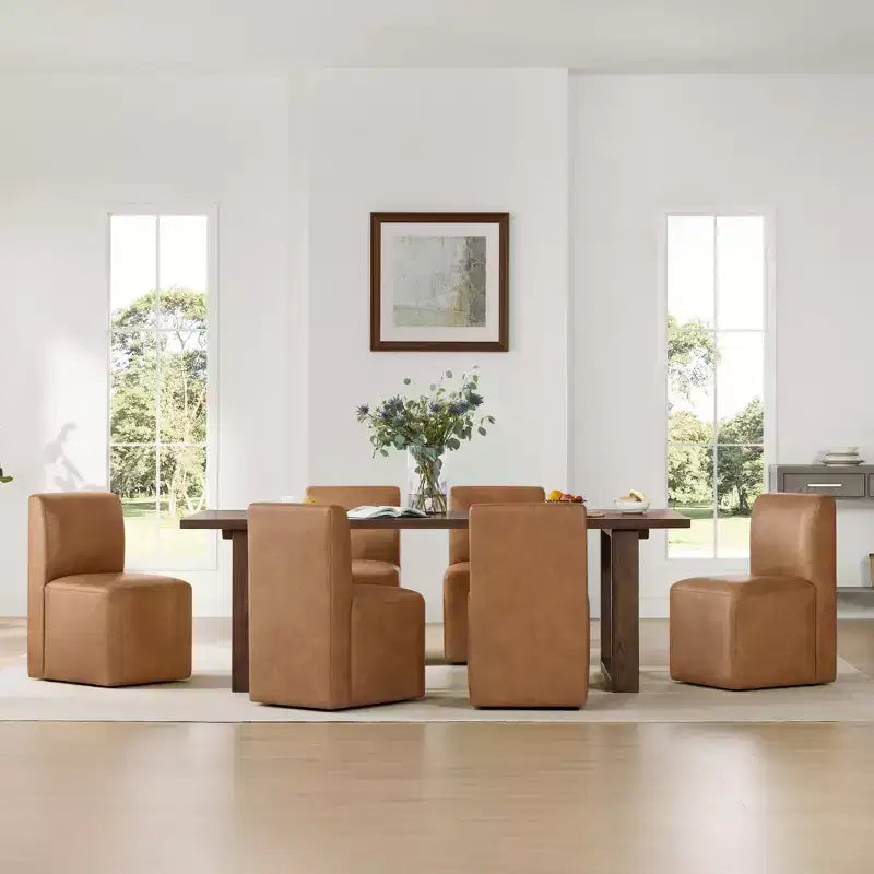 Chaises de salle à manger roulantes rembourrées Spruce&Spring avec roulettes, lot de 2