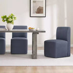 Spruce&Spring Upholstered Movable Rolling Dining Chairs with Casters Set of 2