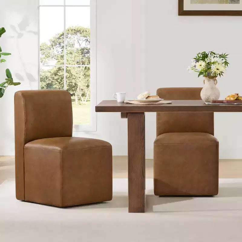 Chaises de salle à manger roulantes rembourrées Spruce&Spring avec roulettes, lot de 2