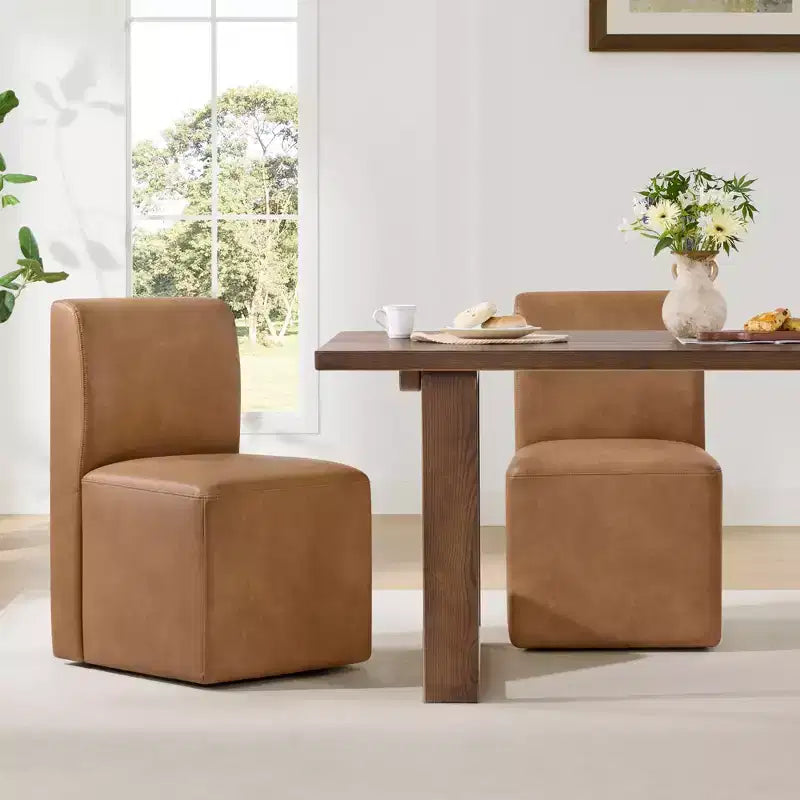 Chaises de salle à manger roulantes rembourrées Spruce&Spring avec roulettes, lot de 2