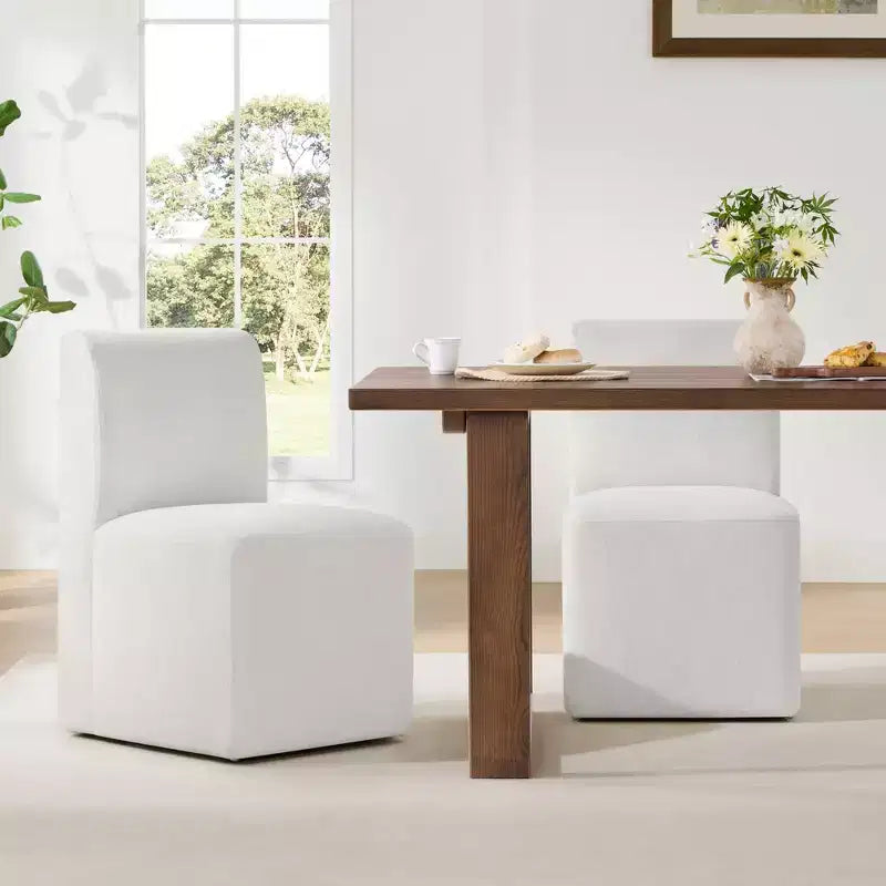 Chaises de salle à manger roulantes rembourrées Spruce&Spring avec roulettes, lot de 2