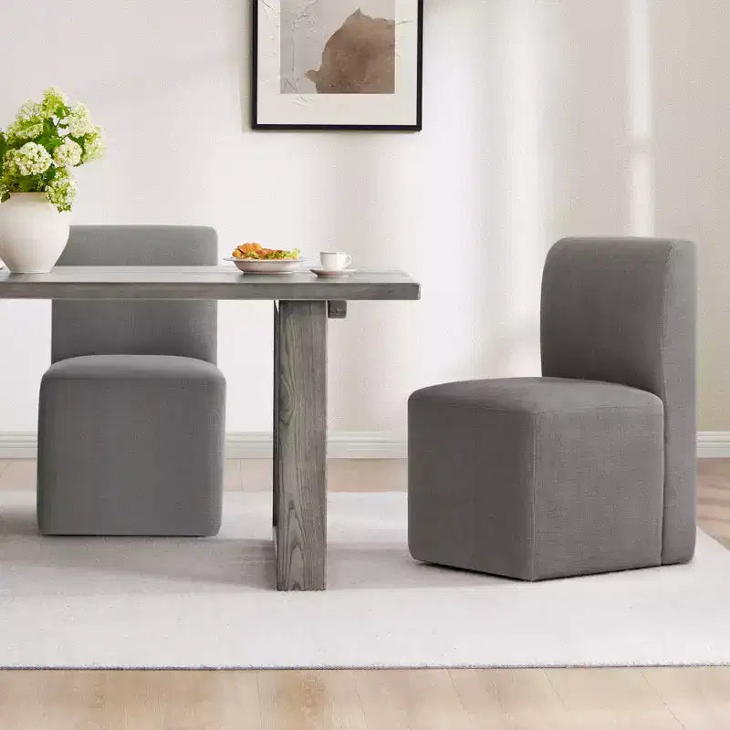 Chaises de salle à manger roulantes rembourrées Spruce&Spring avec roulettes, lot de 2