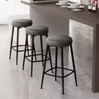 Lot de 2 tabourets de bar Dyonery, hauteur 66,8 cm, tabourets de bar pivotants de hauteur comptoir du milieu du siècle avec dossier, base en métal, similicuir - vert