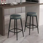 Lot de 2 tabourets de bar Dyonery, hauteur 66,8 cm, tabourets de bar pivotants de hauteur comptoir du milieu du siècle avec dossier, base en métal, similicuir - vert