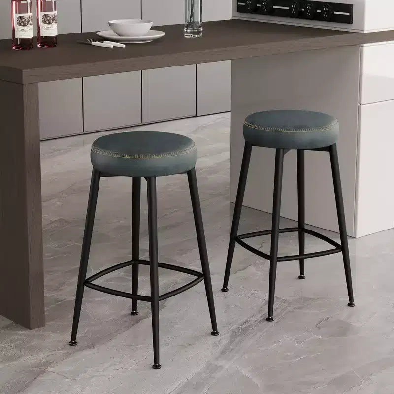 Lot de 2 tabourets de bar Dyonery, hauteur 66,8 cm, tabourets de bar pivotants de hauteur comptoir du milieu du siècle avec dossier, base en métal, similicuir - vert