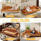 Canapé-lit futon Acekool 86'', convertible 3 places avec dossier et appuie-tête réglables, en similicuir, pour salon, canapé