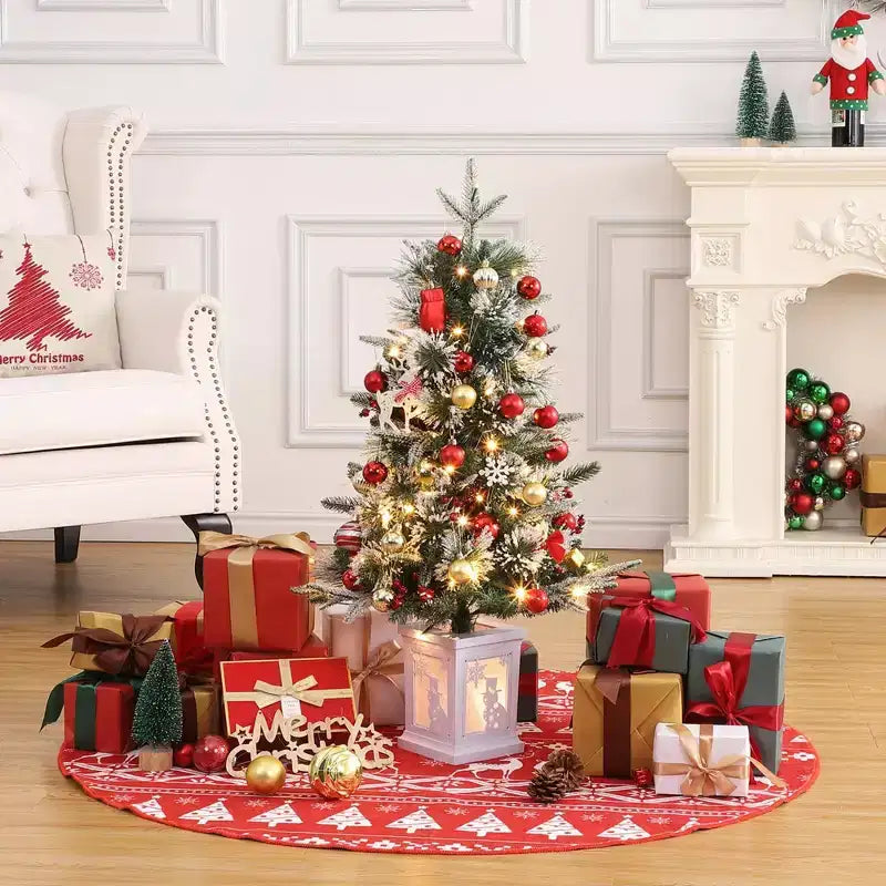 Sapin de table floqué Acekool 90 cm : ambiance saisonnière instantanée avec éclairage sans fil