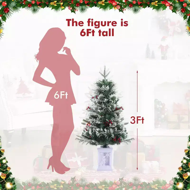 Sapin de table floqué Acekool 90 cm : ambiance saisonnière instantanée avec éclairage sans fil