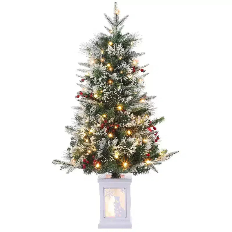 Sapin de table floqué Acekool 90 cm : ambiance saisonnière instantanée avec éclairage sans fil